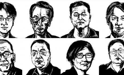 Illustrations of eight lawyers who were detained or went missing in July 2015 as part of a nationwide crackdown in China