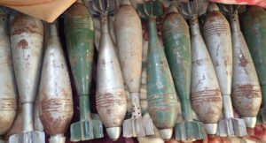 Mortar round weapons seized from ISIS by Syrian Kurdish People's Protection Units in Kobane
