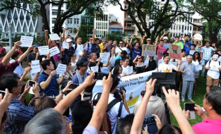 Singapore - Crowd gathers at Hong Lim Park in support of 16-year-old Amos Yee