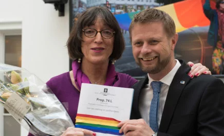 Norwegian Health minister Bent Høie with John Jeanette Solstad Remø
