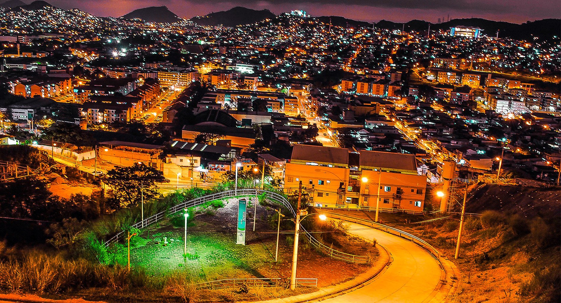 Rio de Janeiro, Brazil, lit up at night.
