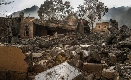 The remains of an MSF supported hospital bombed by the Saudi Arabia-led coalition in Haydan in Sa'da.