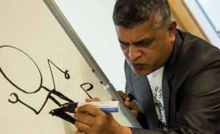 Malaysian cartoonist Zunar giving an illustration workshop at Amnesty International head office