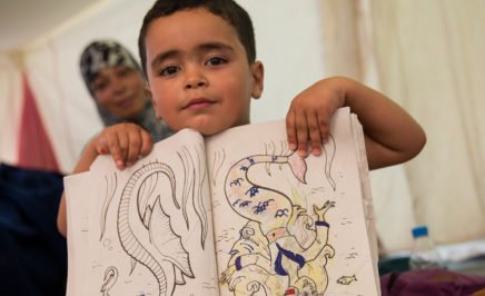 Child in the Softex refugee camp in Sindos, near Thessaloniki