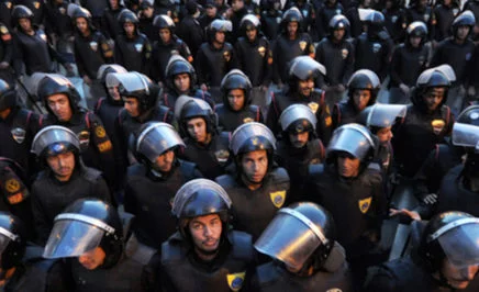 Egyptian police standing in formation