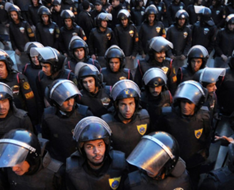 Egyptian police standing in formation