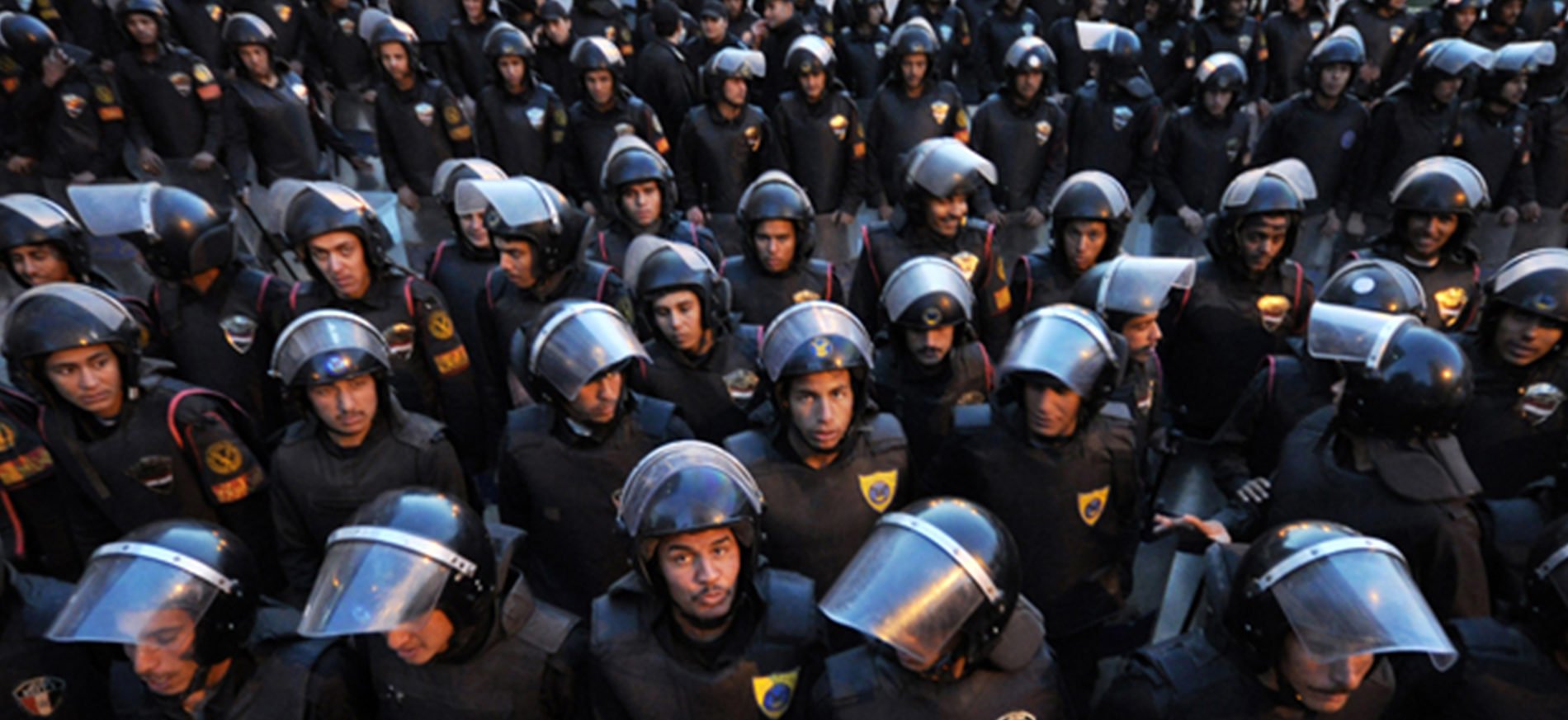 Egyptian police standing in formation