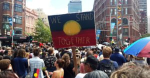 A rally for Indigenous rights on Invasion Day