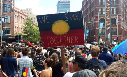 A rally for Indigenous rights on Invasion Day