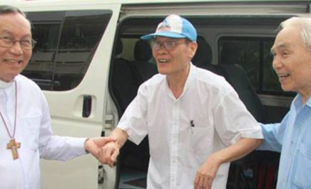 Father Nguyen Van Ly on the day of his release from prison