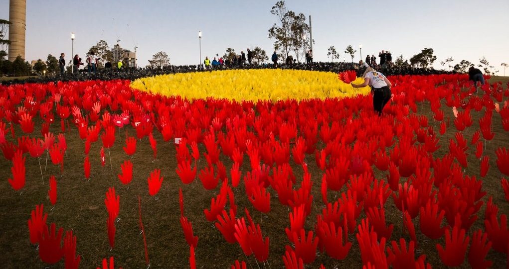 Sea of hands at Barangaroo, Sydney, July 2017.