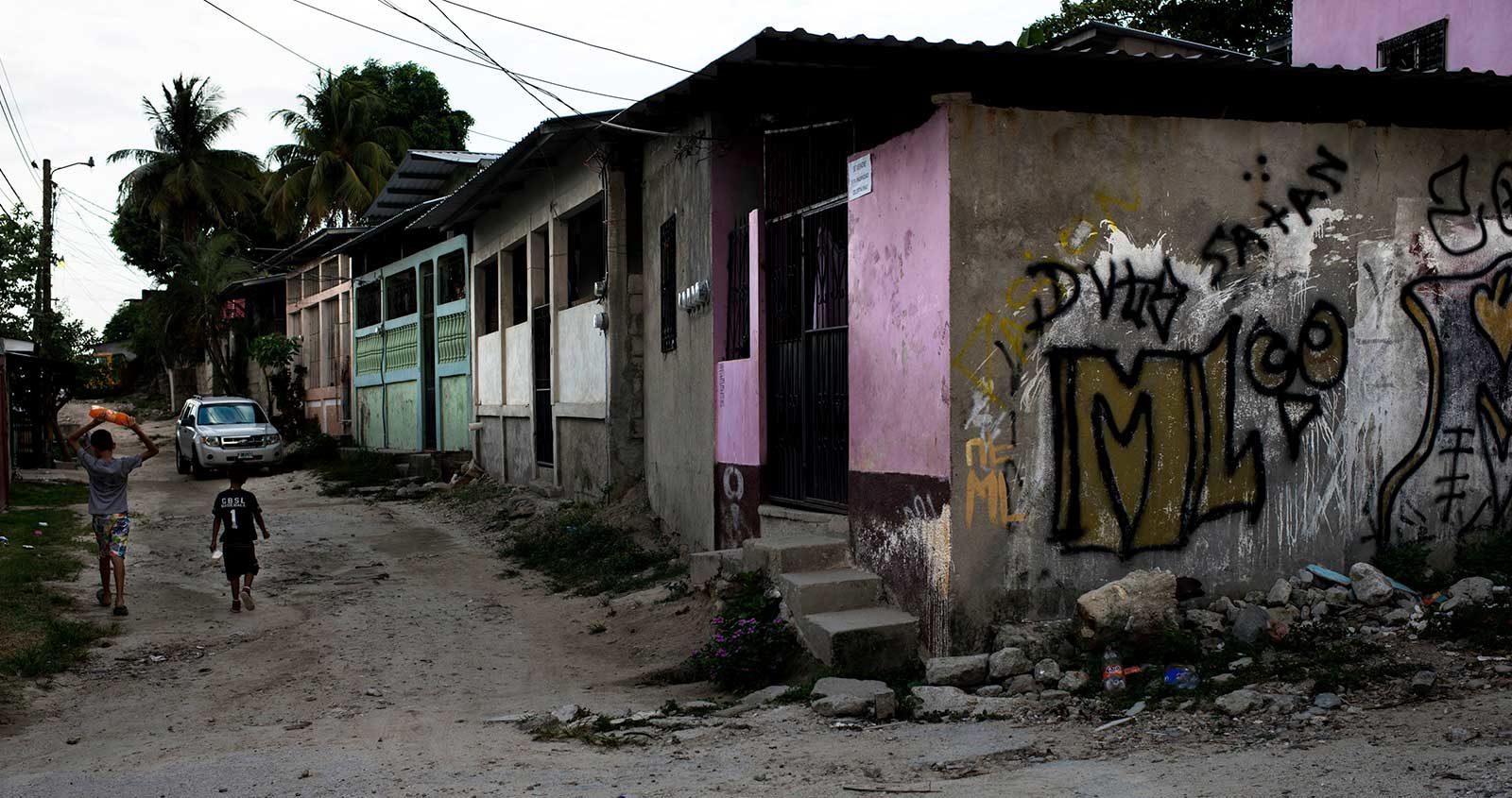 A run-down street in Honduras