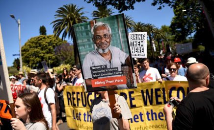 People march to demand humane treatment of asylum seekers and refugees.