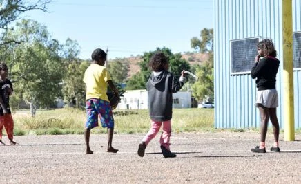 A group of Indigenous children walking together