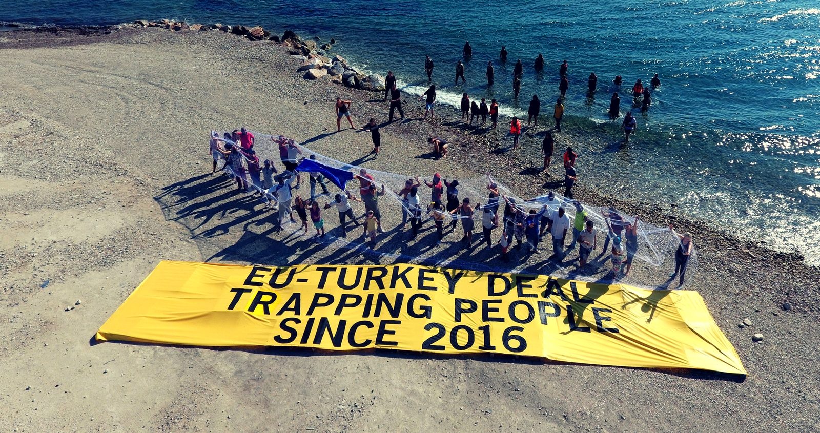 Activists and refugees come together to demand action from EU leaders in the greek island of Lesbos.