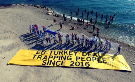 Activists and refugees come together to demand action from EU leaders in the greek island of Lesbos.