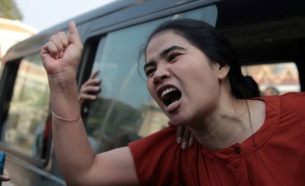 One of the Boeung Kak Lake (BKL) activists as they are taken to the appeal court. © LICADHO