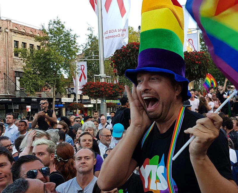 Crowds at a marriage equality rally in Sydney. © Private
