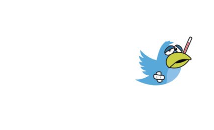 A cartoon of the blue Twitter bird looking sick, with a thermometer sticking out of it's mouth.