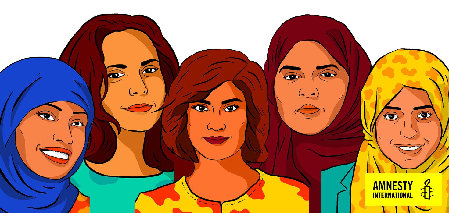 Loujain al-Hathloul, Iman al-Nafjan, Aziza al-Youssef, Samar Badawi and Nassima al-Sada are women human rights defenders who have campaigned for women’s rights to drive and against the guardianship system in Saudi Arabia.