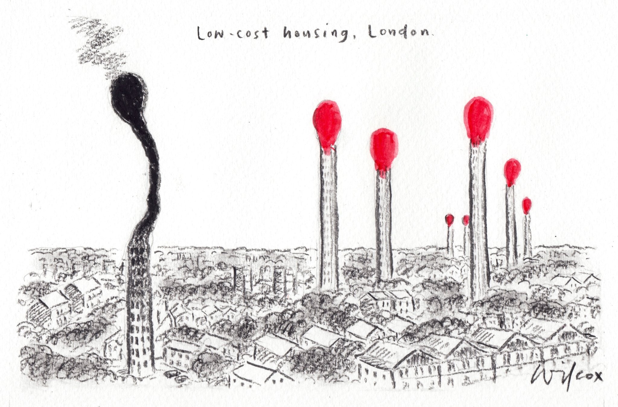 Winner of the 2017 Media Awards Cartoon Category, Cathy Wilcox with 'Low-cost housing, London'